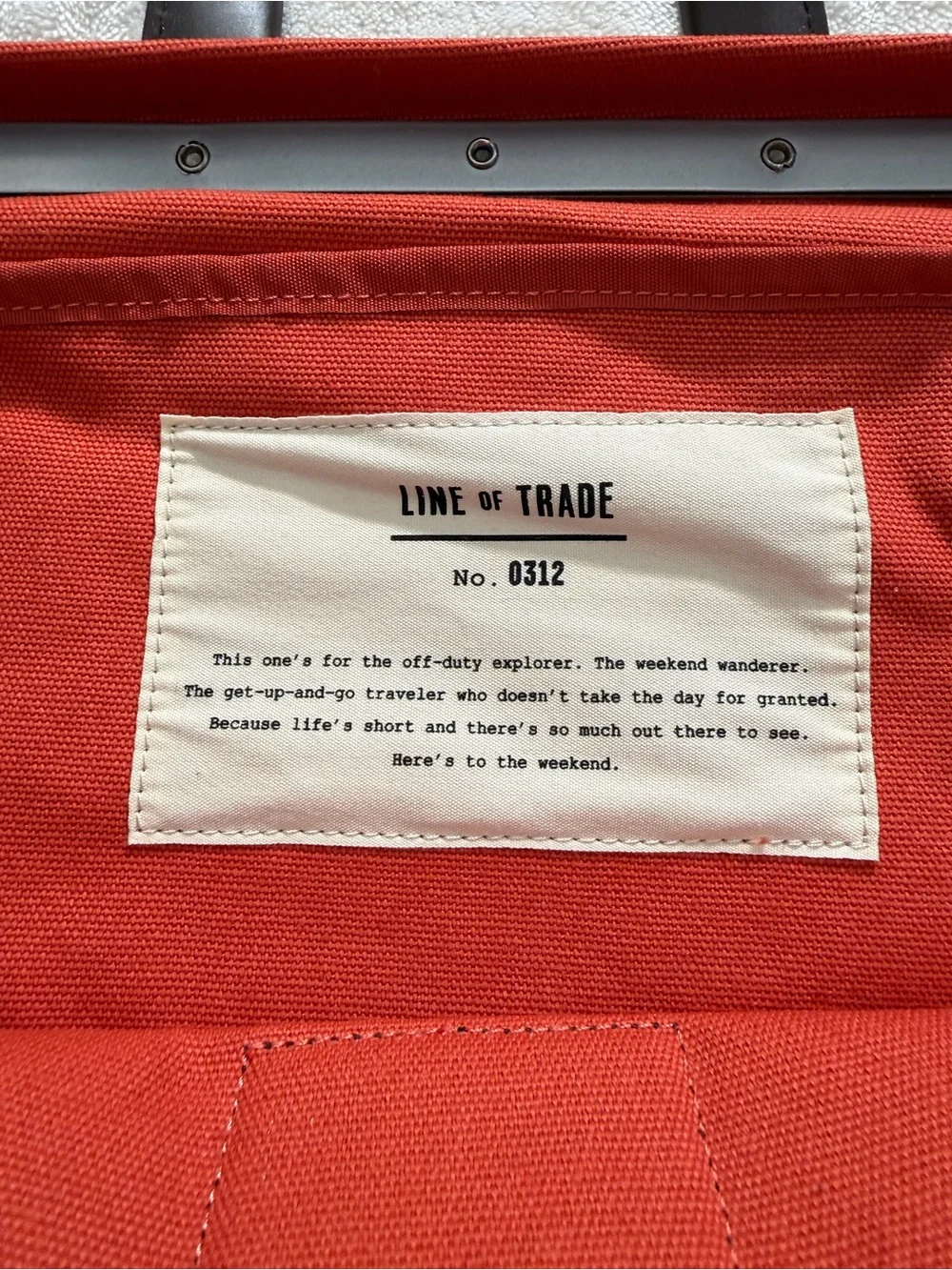 Line of Trade Large Canvas Weekender Bag Orange Travel Duffel Doctor Frame 20